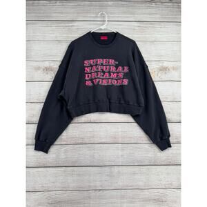 Mother Denim Don't Sweat It Oversized Crop Sweatshirt Womens Small Gray Terry